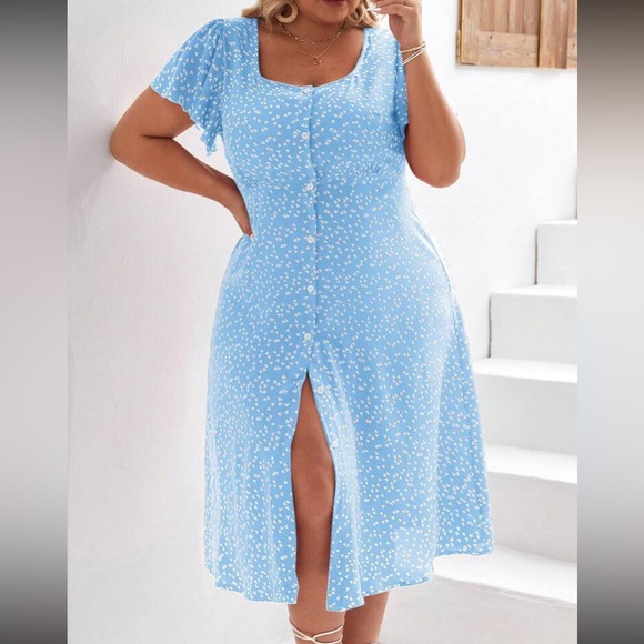 Boho floral print button through midi dress - Picture 1 of 6